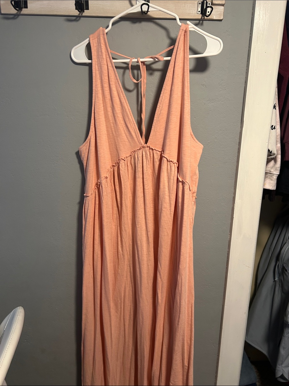 Peach Sleeveless V-Neck wide leg romper